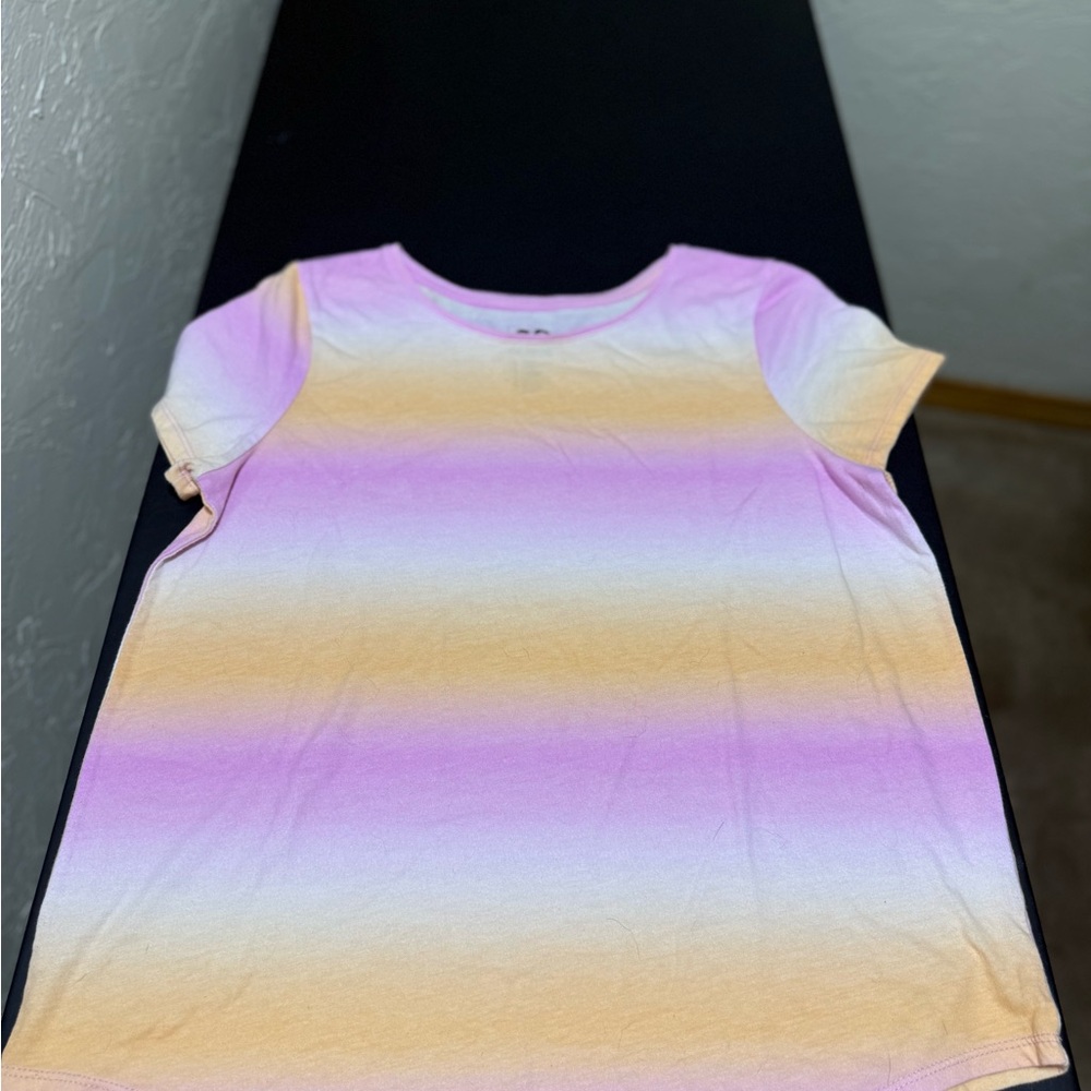 SO Gradient Pink and Orange Striped T-Shirt Girls XXL